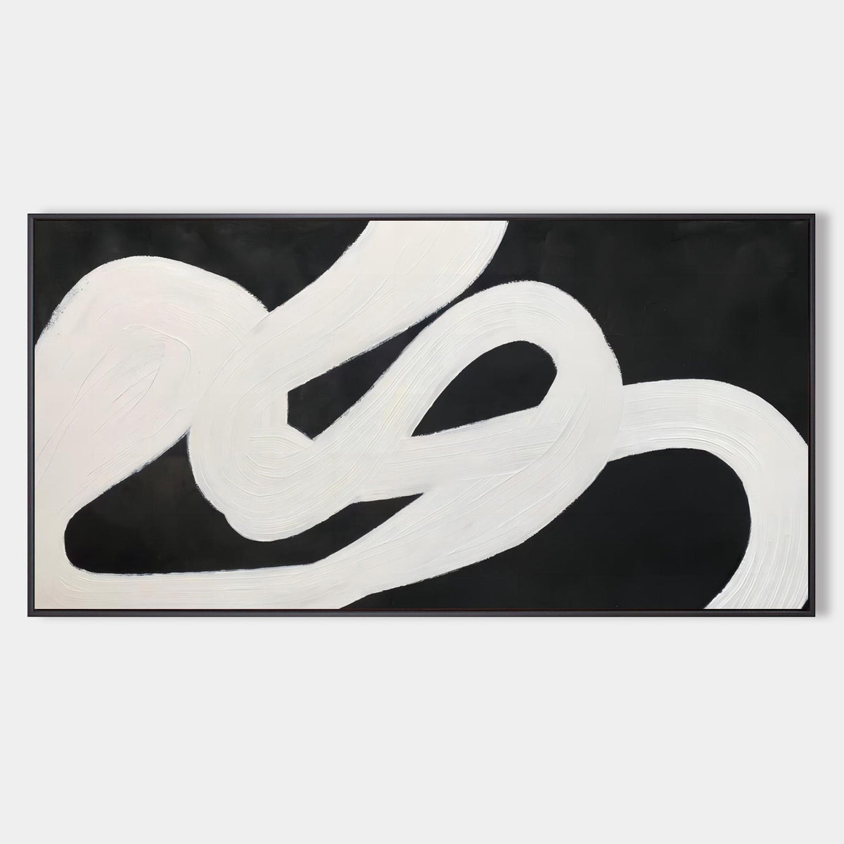 Wabi-Sabi Black White Curved Texture Painting