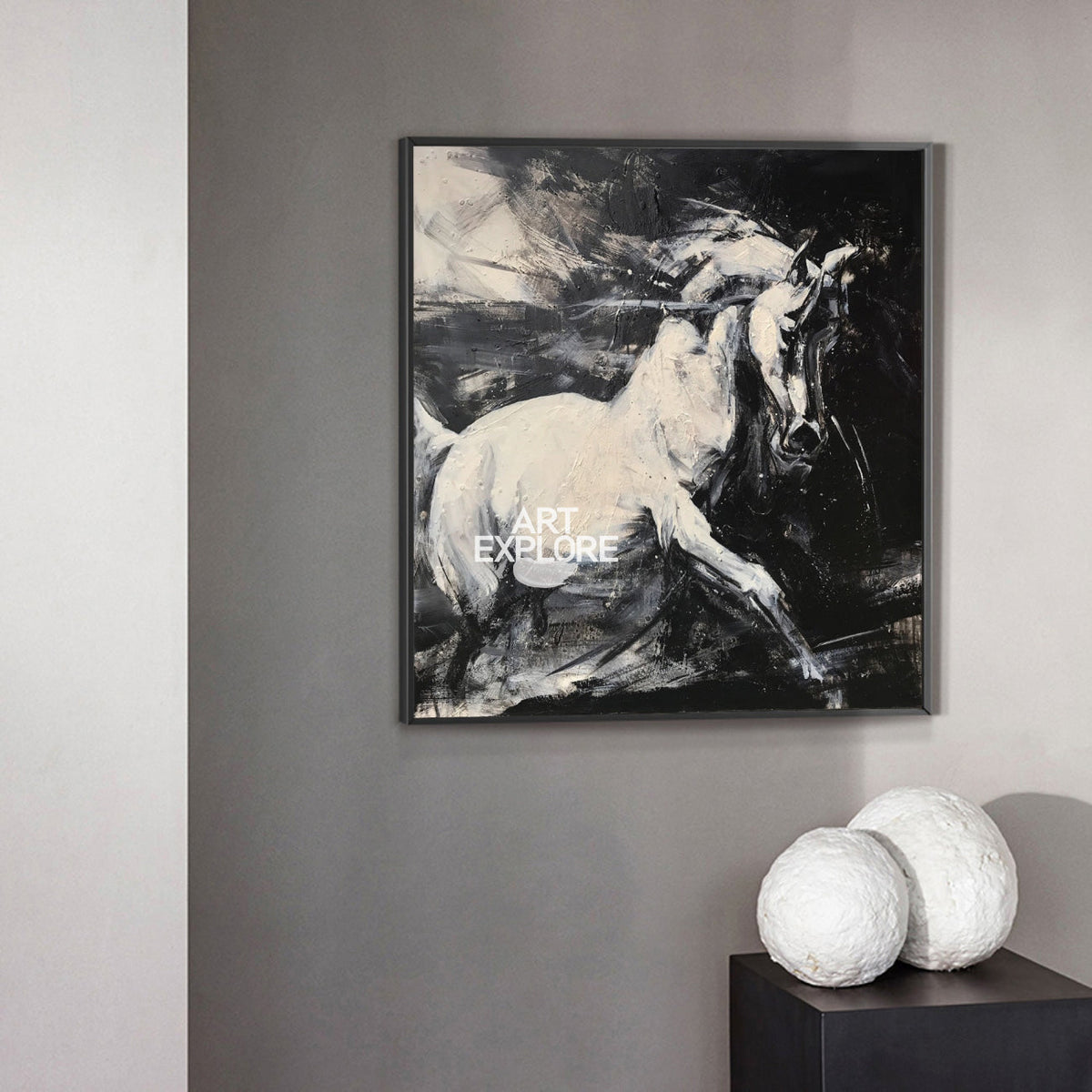 White Horse Abstract Portrait Painting