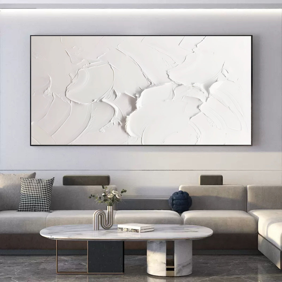 Pure White Textured Impasto Painting