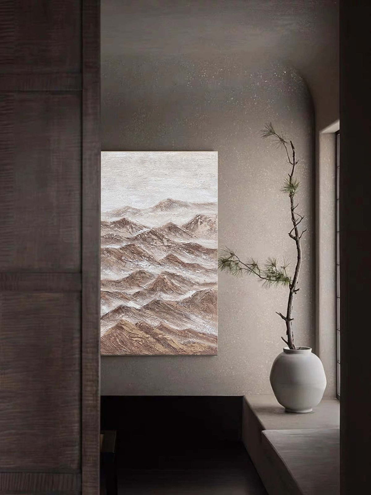 Wall Art Mountain Ranges Wabi-Sabi Textured Linen