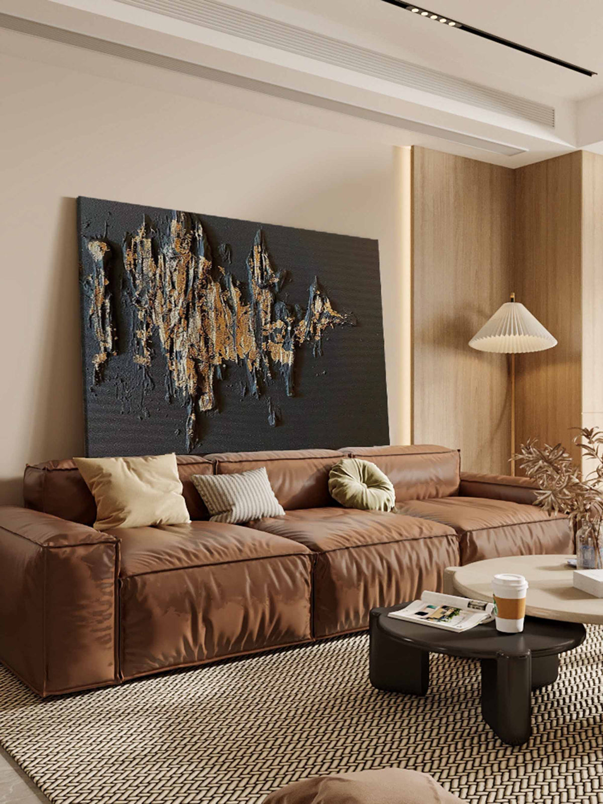 Black & Gold Impasto Abstract Painting