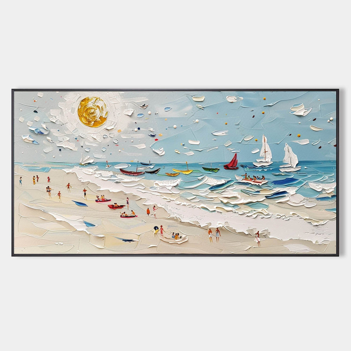 Textured Coastal Beach Scene Oil Painting
