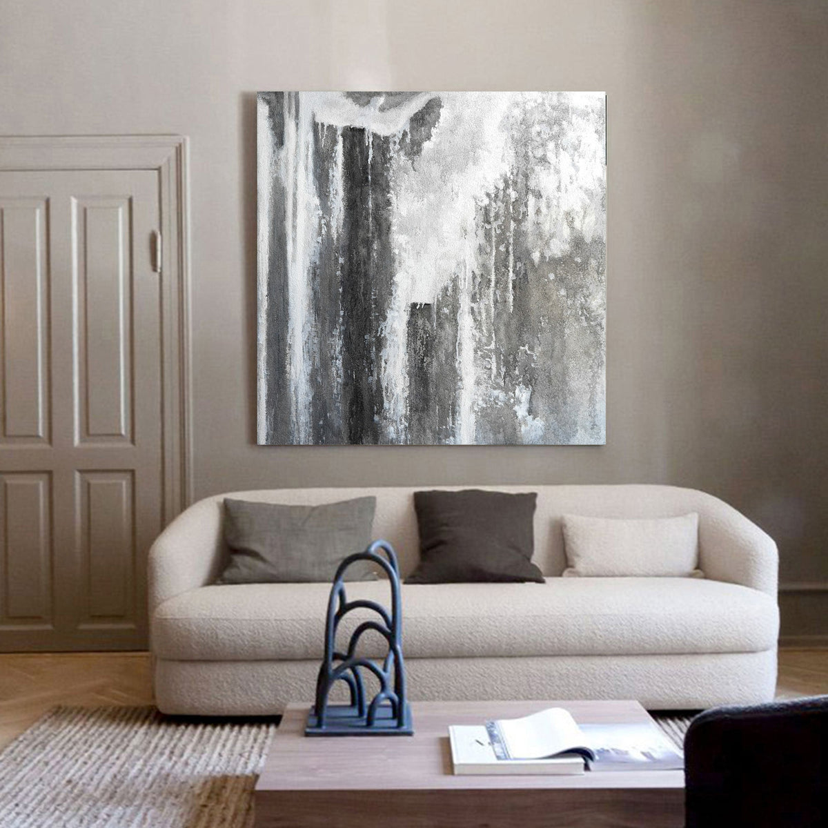 Grey And White Abstract Art