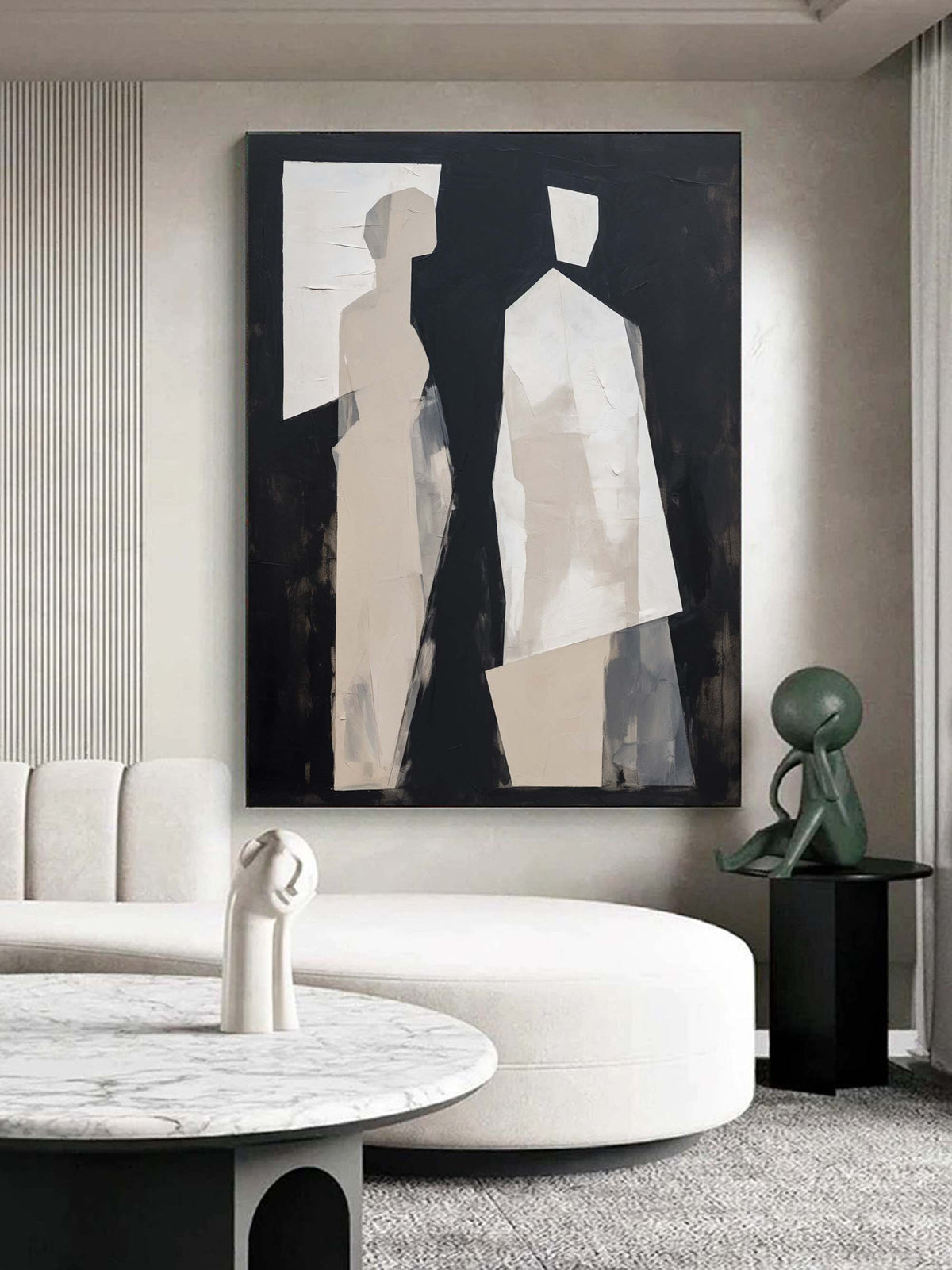 Black And White Minimalist Abstract Figure Wall Art