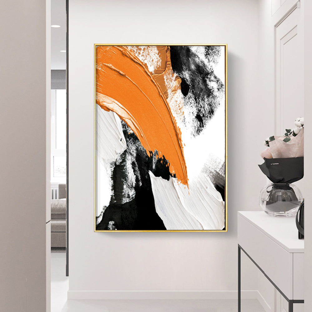 Vibrant Orange Abstract Oil Painting