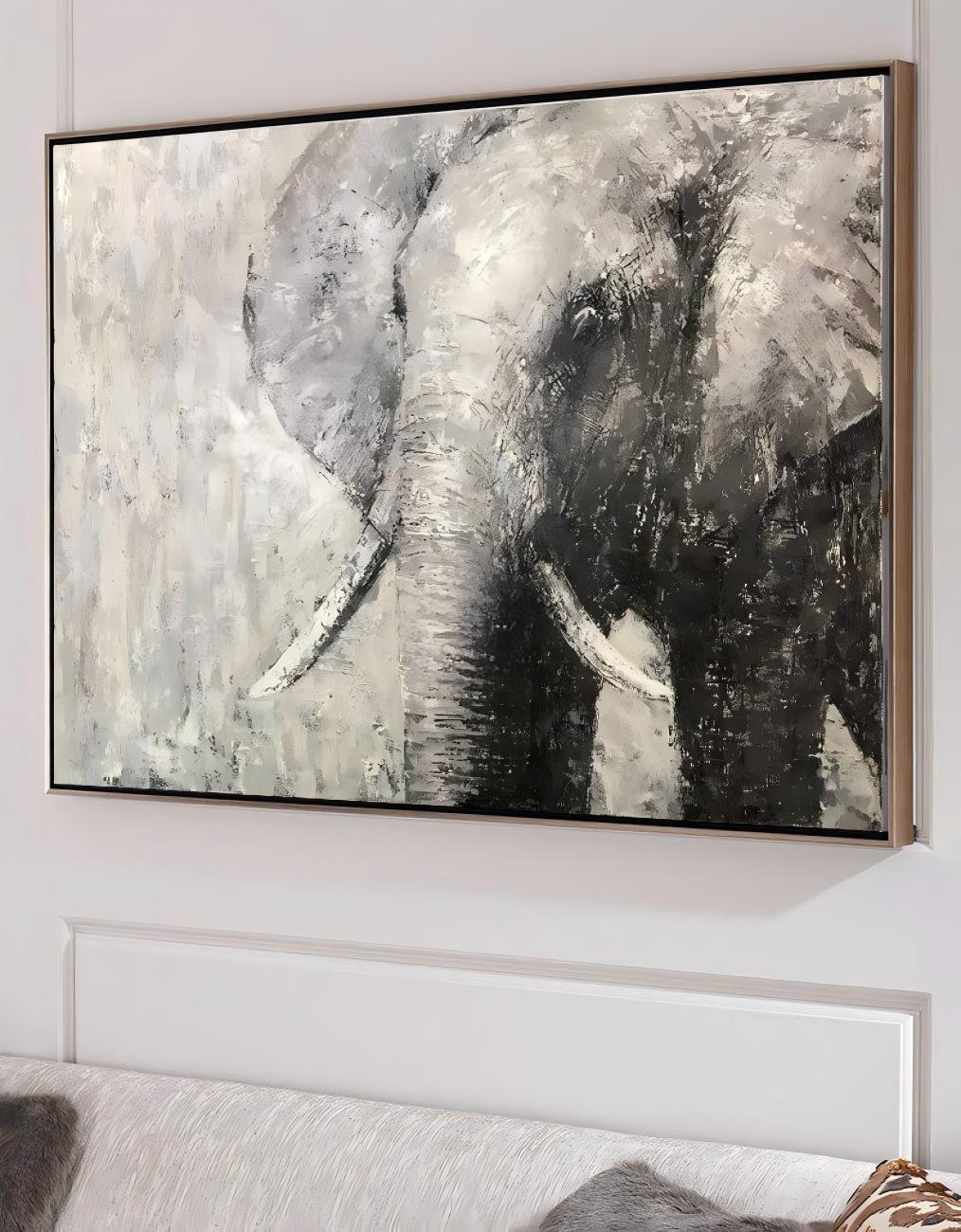 Monochrome Elephant Oil Painting