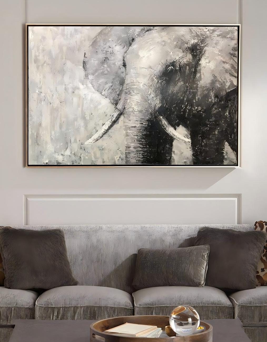 Monochrome Elephant Oil Painting