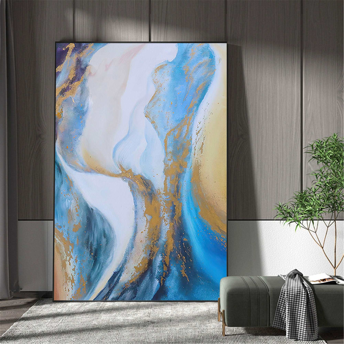 Abstract Blue And Gold Painting