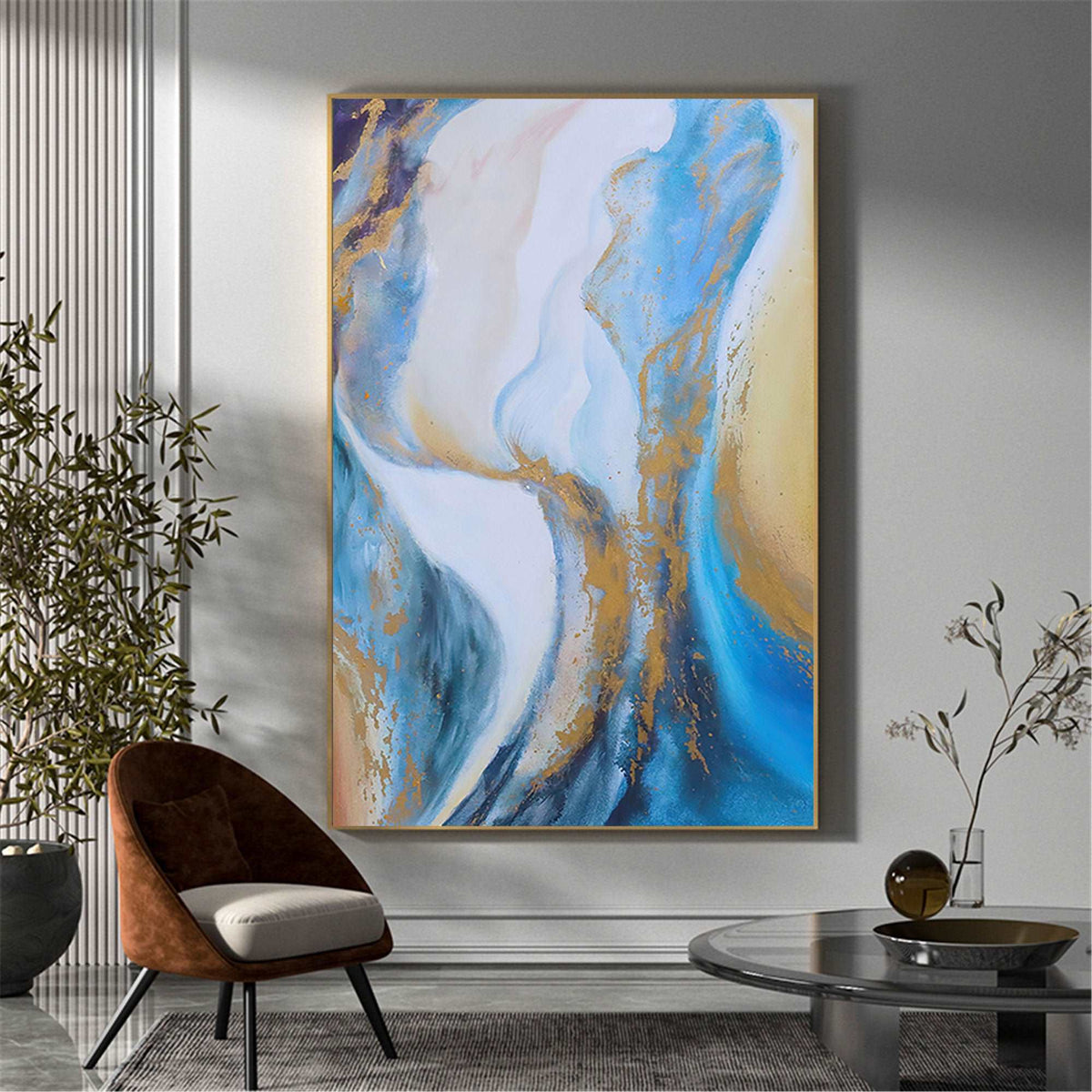 Abstract Blue And Gold Painting