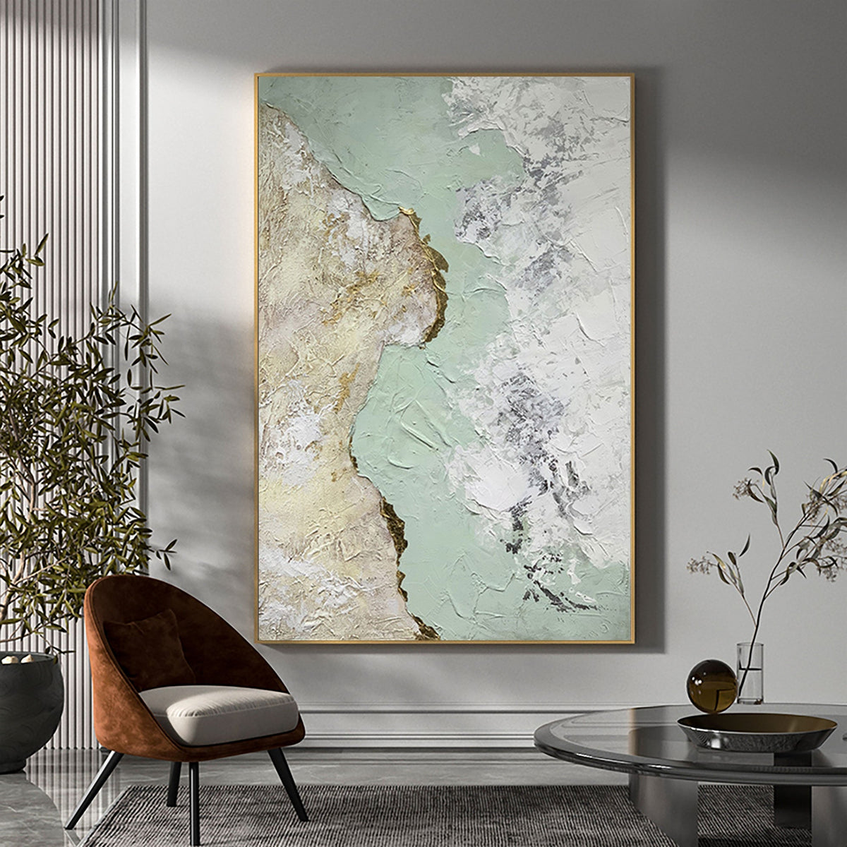 Abstract Green And Gold Painting