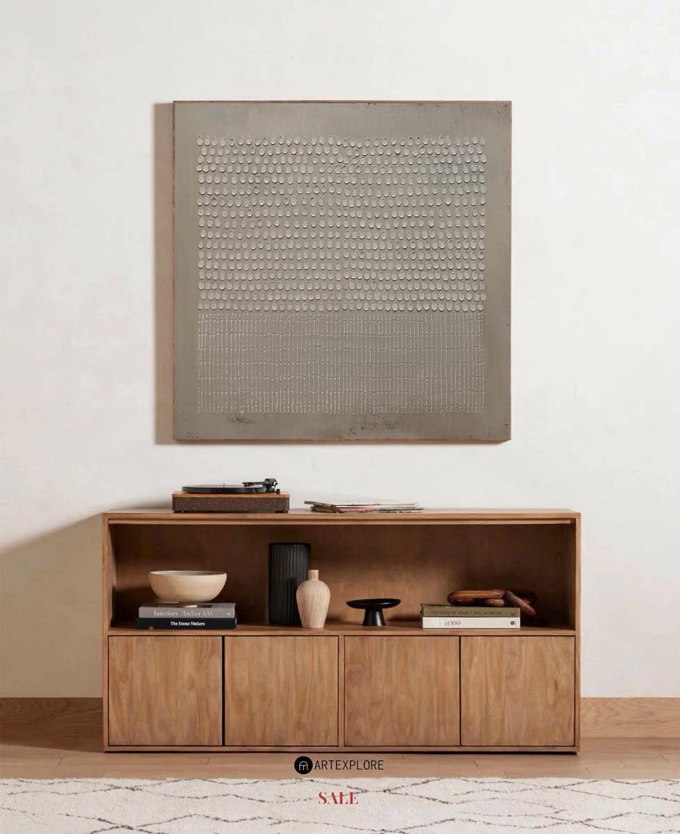 Wall Art Neutral Dots Grid Abstract Textured Bedroom