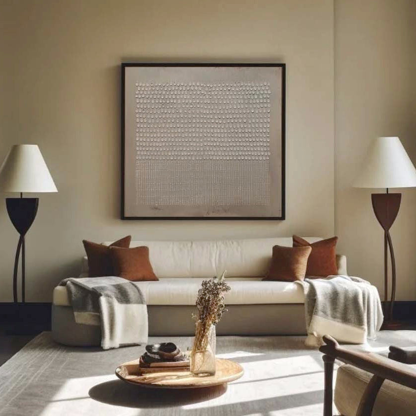 Wall Art Neutral Dots Grid Abstract Textured Bedroom