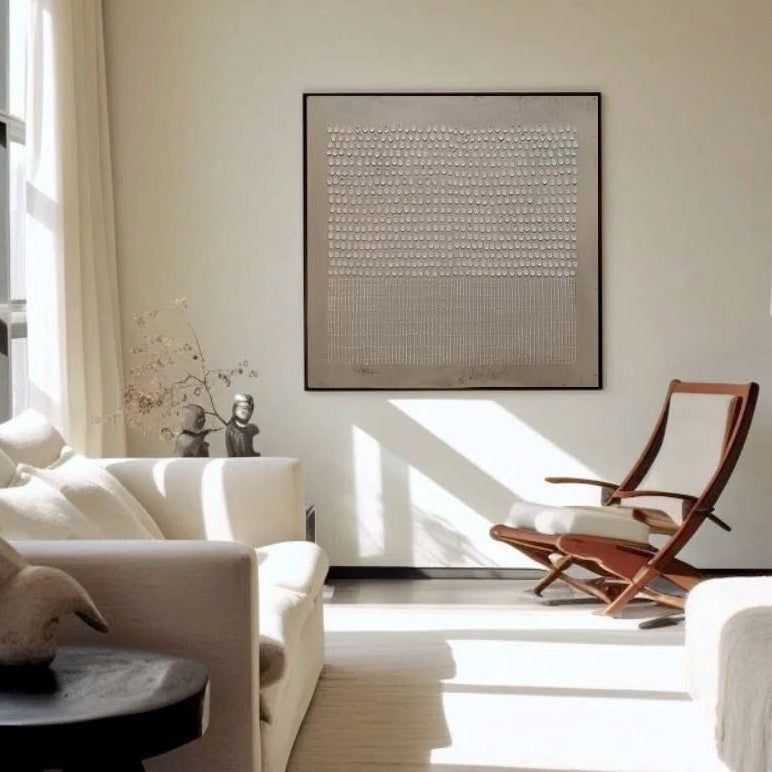 Wall Art Neutral Dots Grid Abstract Textured Bedroom