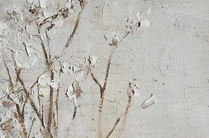 Textured Neutral Floral Impasto Painting