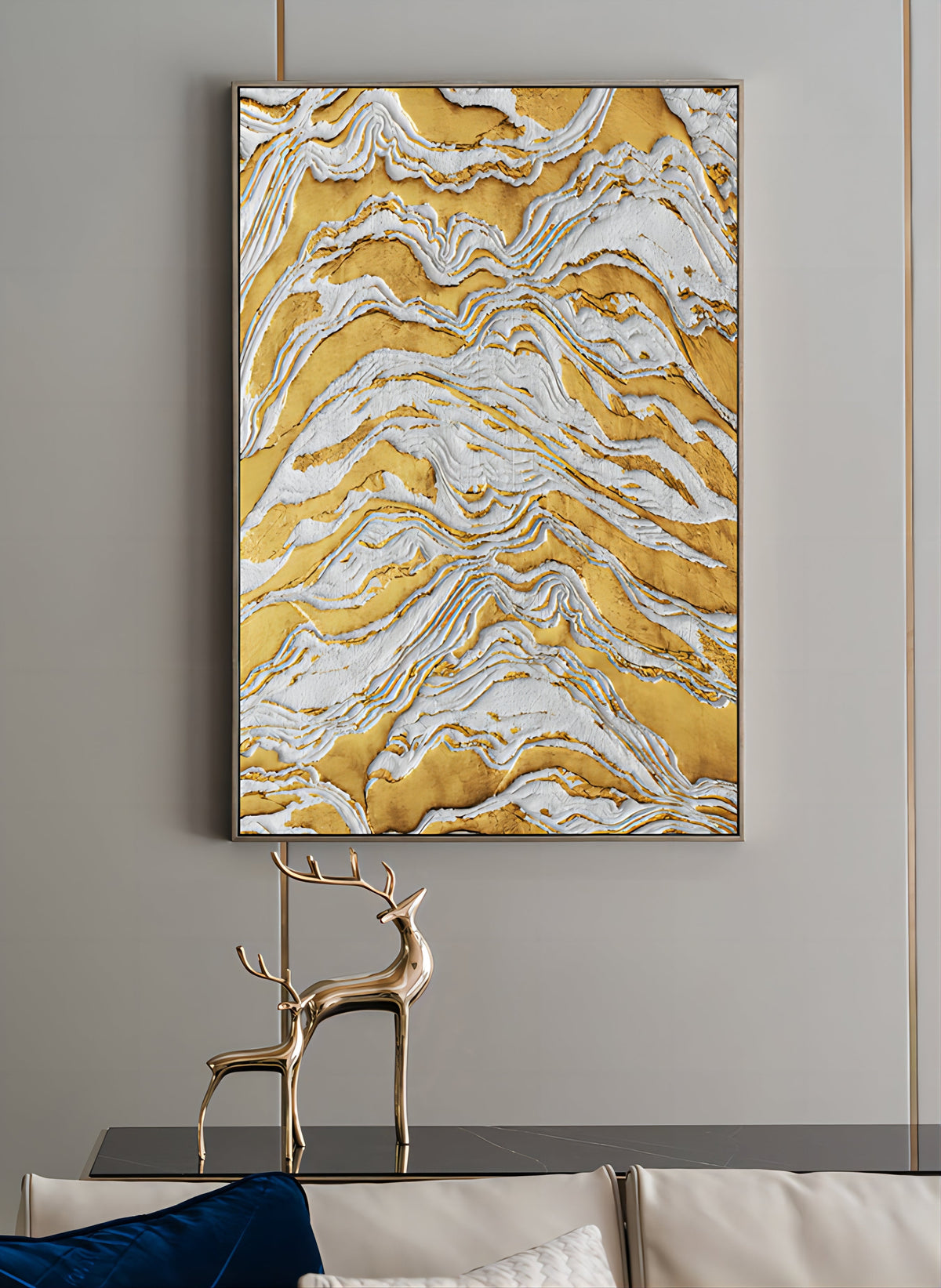 Luxe Gold Vein Marble Swirl Impasto Painting