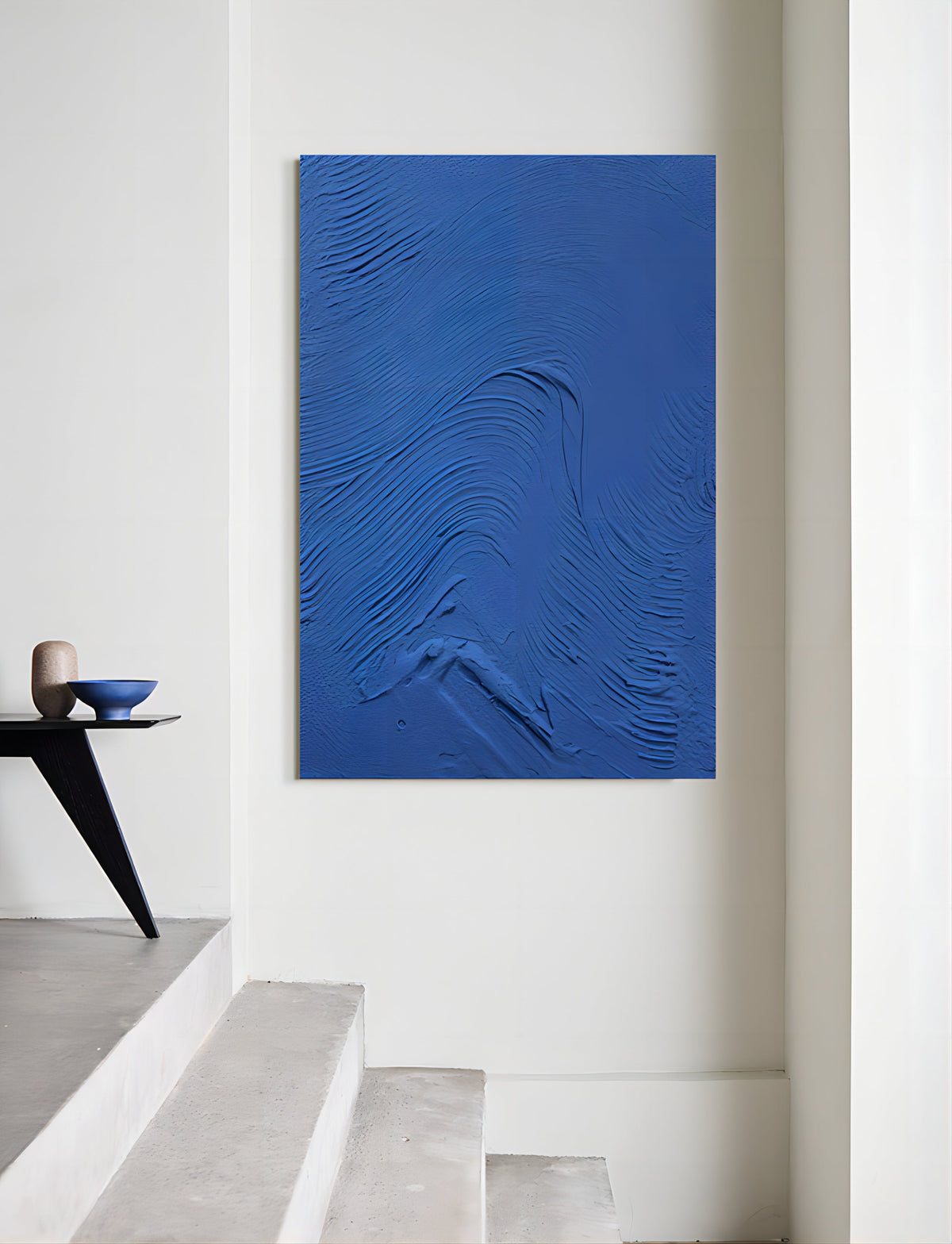 Deep Blue Wave Texture Oil Painting