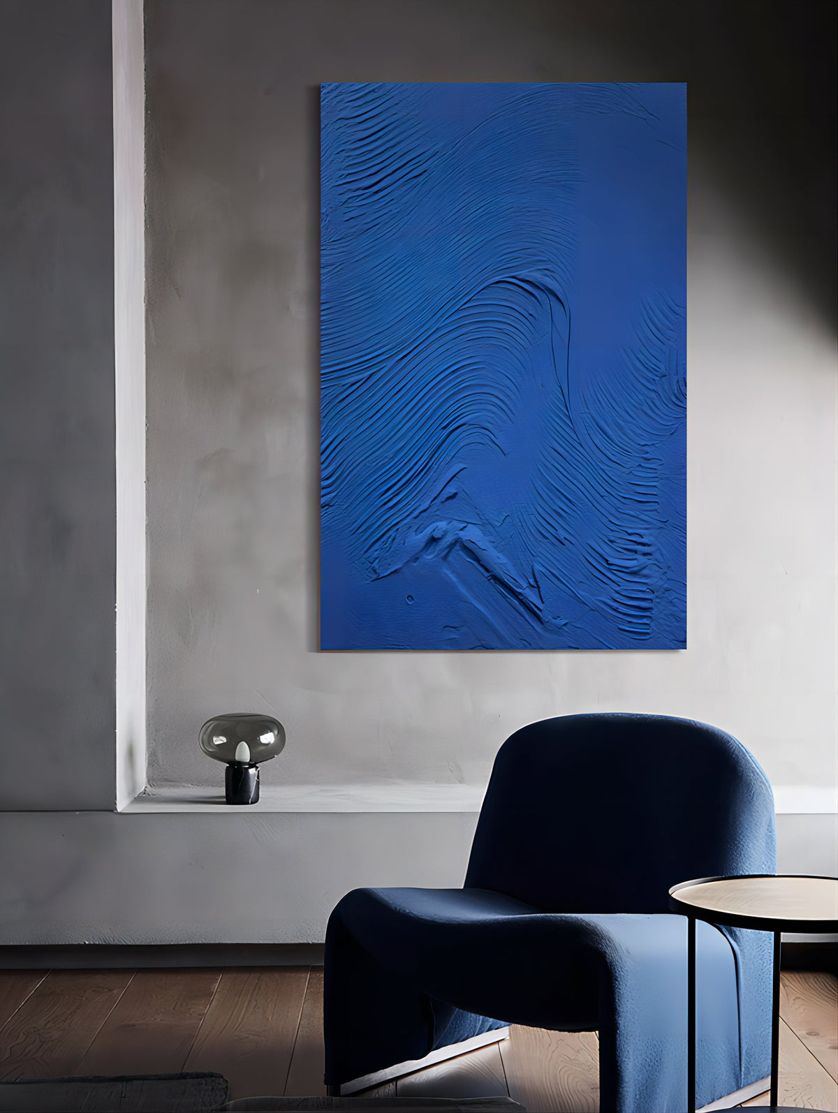 Deep Blue Wave Texture Oil Painting