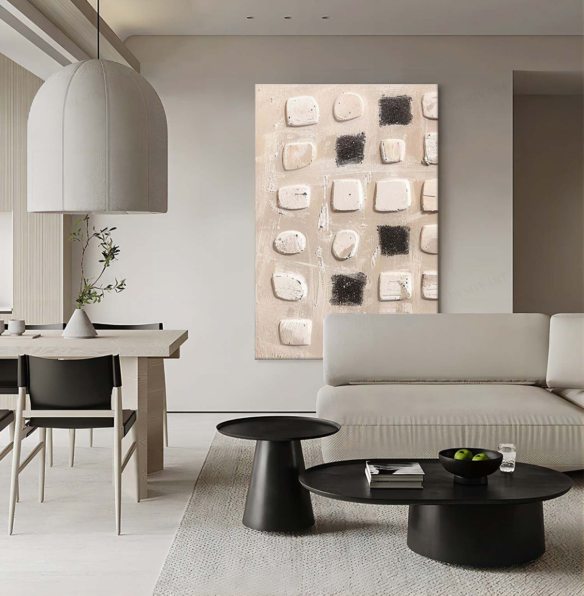 Wall Art Vertical Abstract Geometric Textured