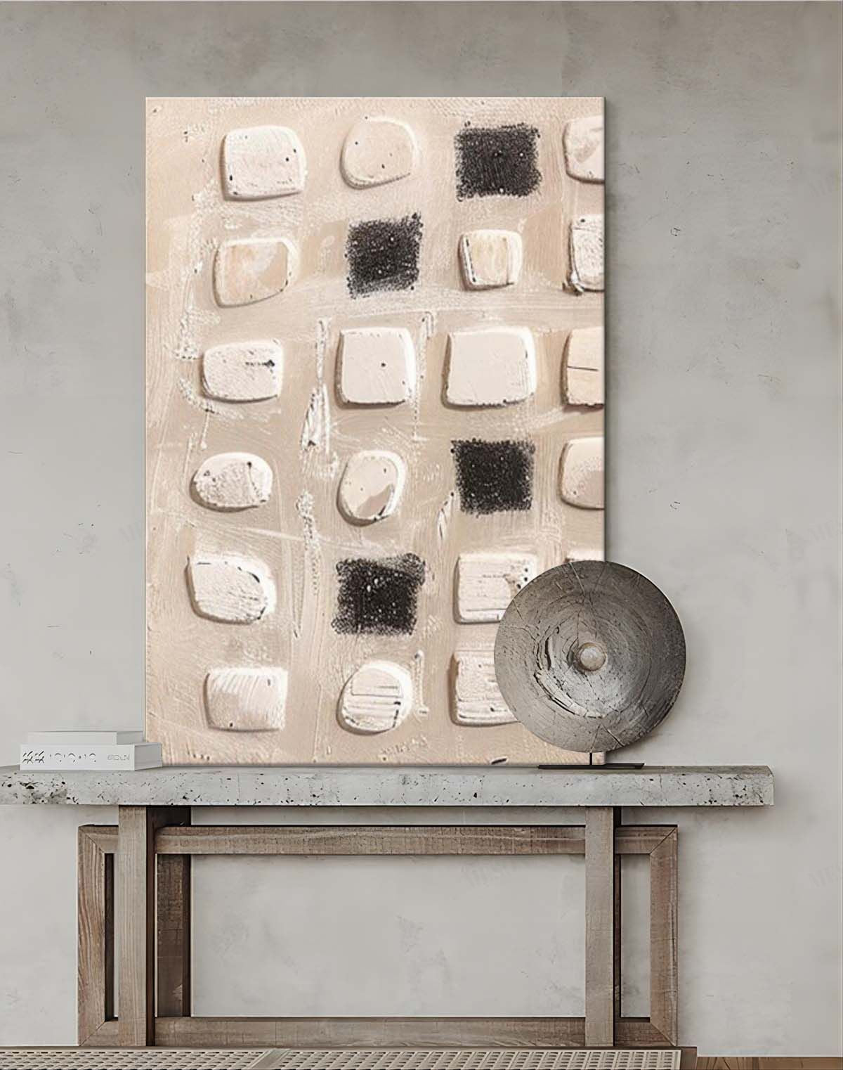 Wall Art Vertical Abstract Geometric Textured