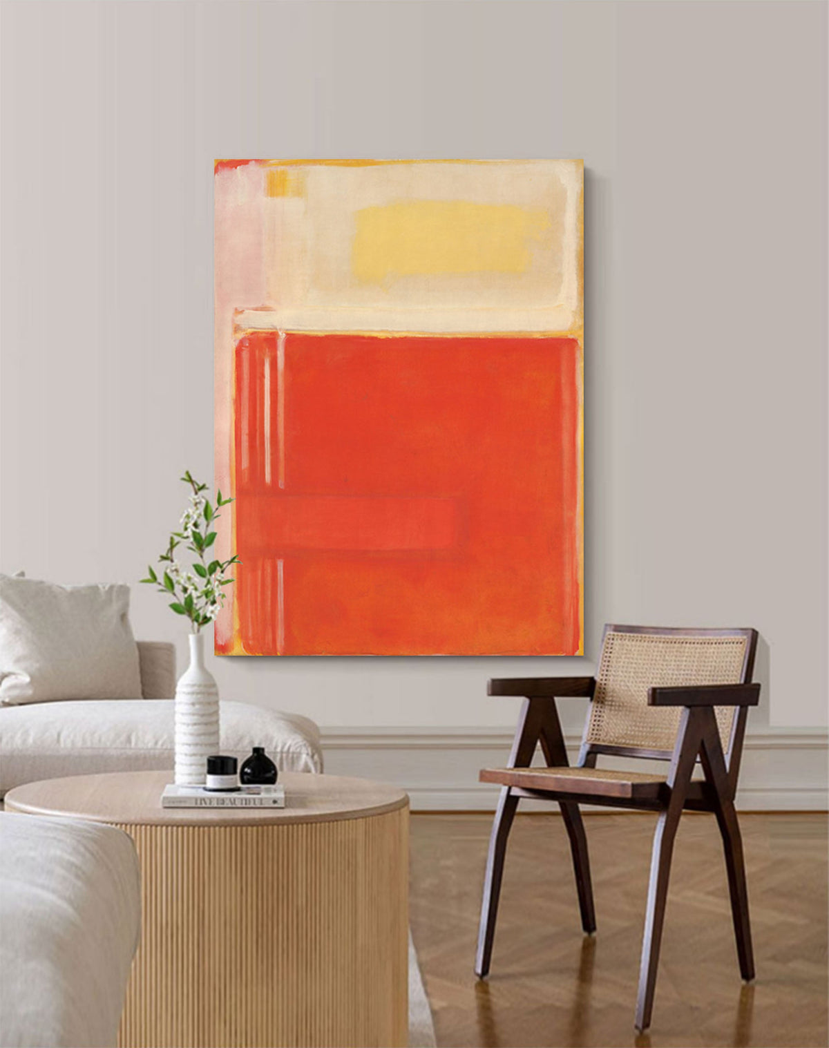 Mark Rothko Style Abstract Oil Painting Bold Red Yellow