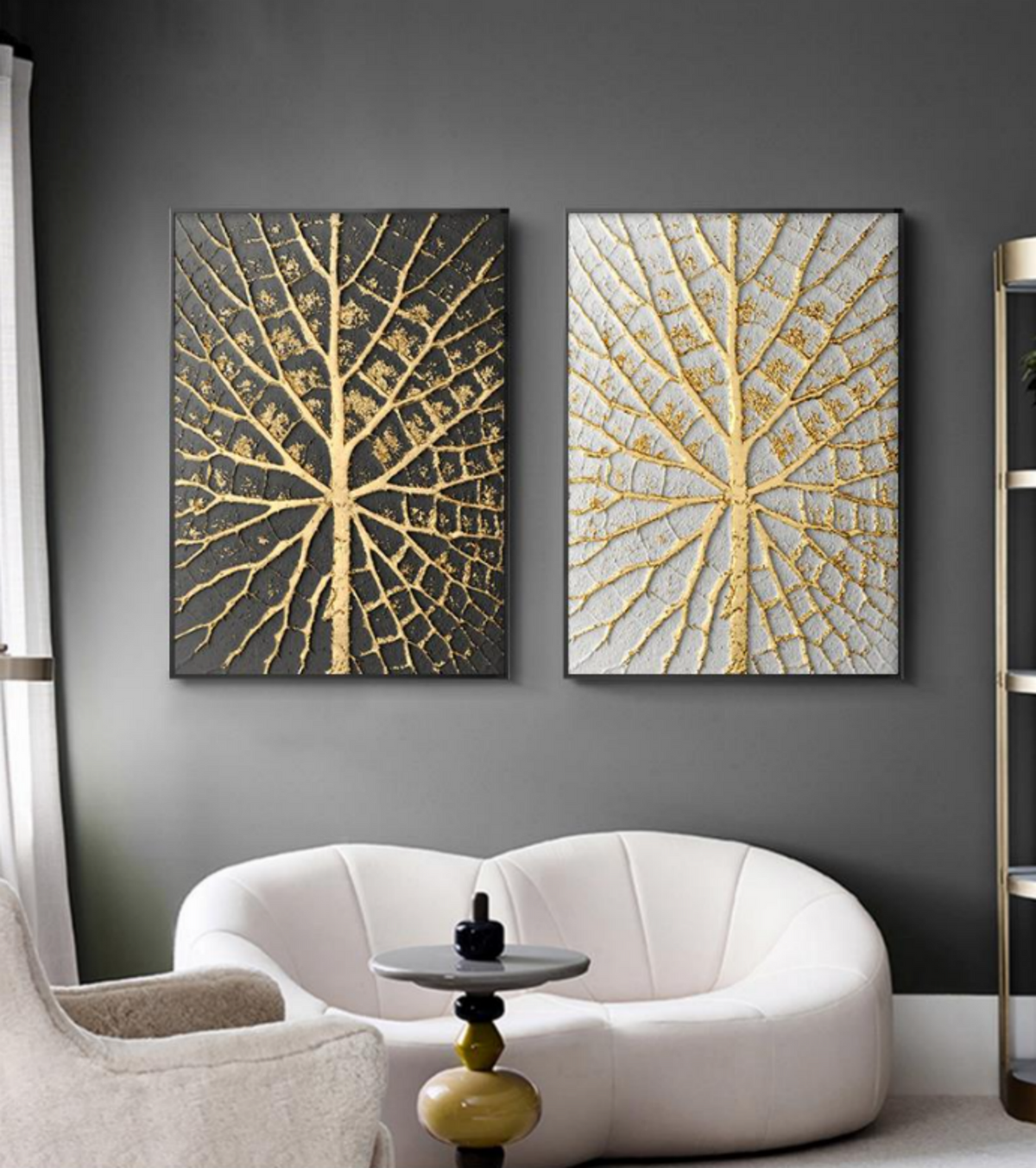 Gilded Vein Tree Impasto Painting