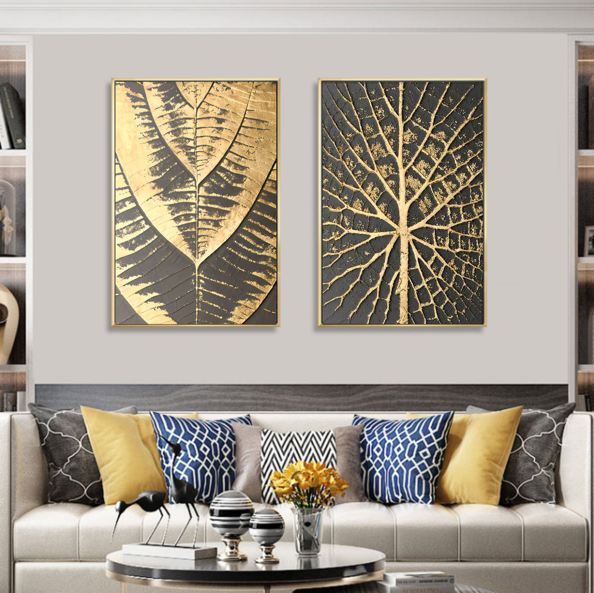 Wall Art Gilded Vein Bas-Relief Abstract Oil Painting