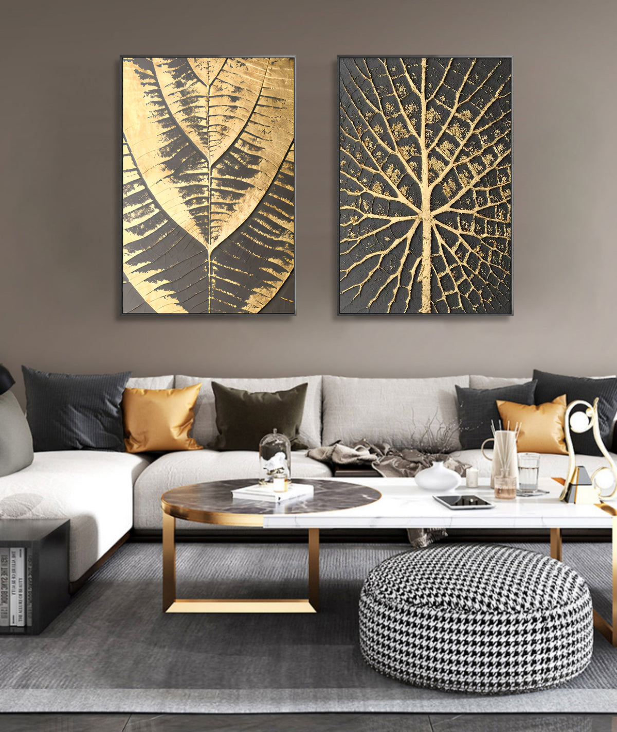Wall Art Gilded Vein Bas-Relief Abstract Oil Painting