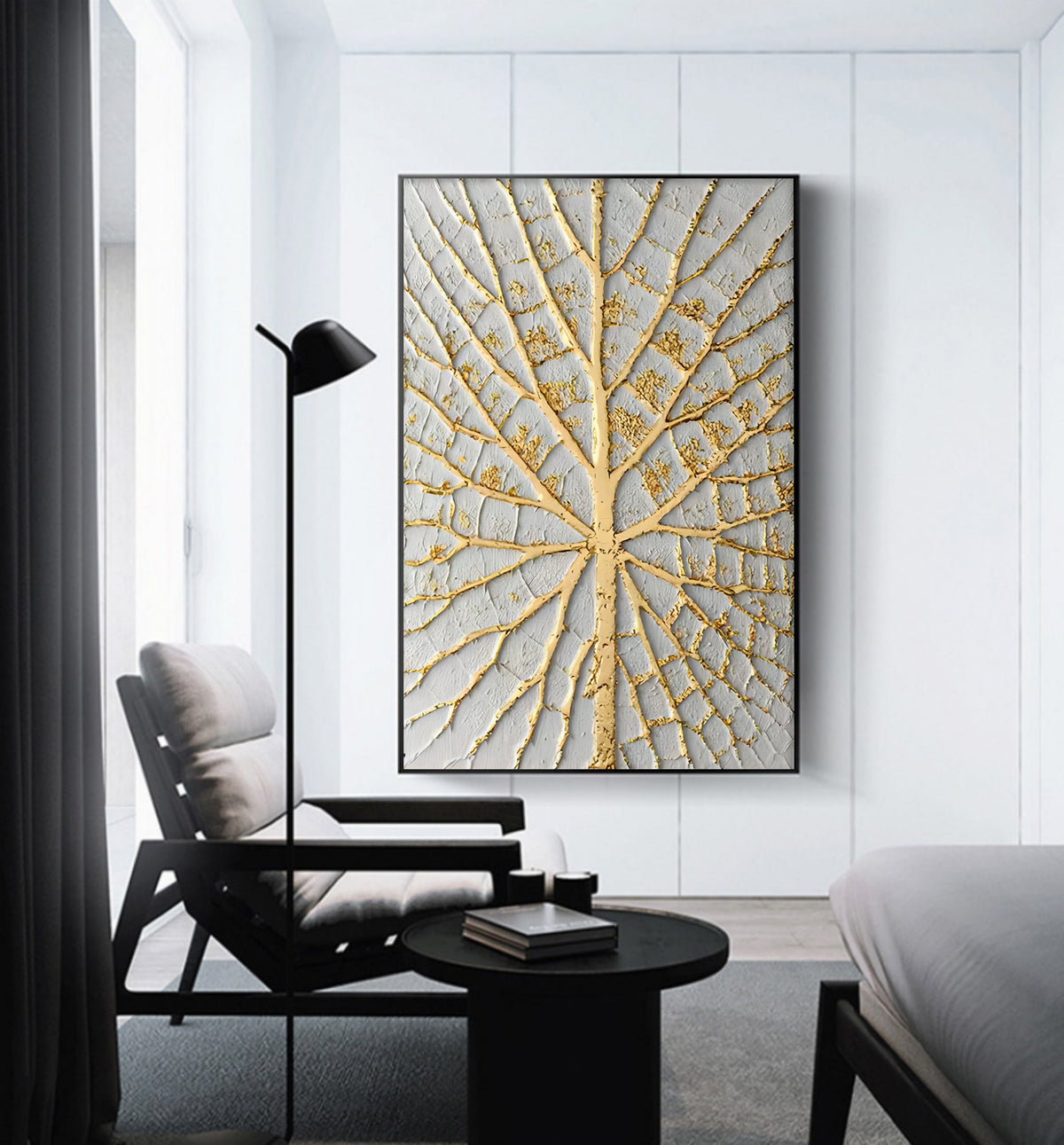 Kintsugi-Inspired Golden Tree Bas-Relief Painting