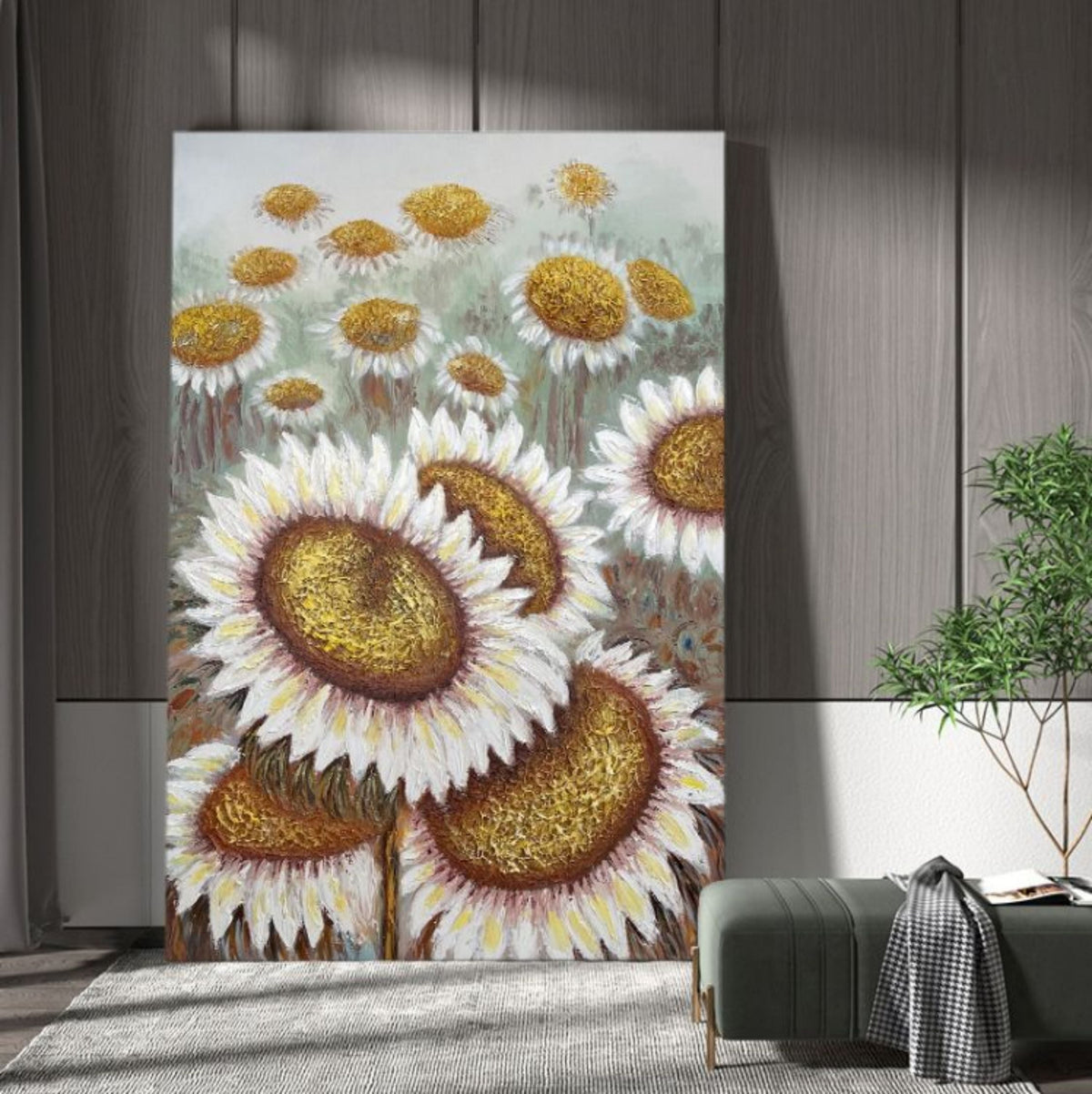 Textured Sunflower Wall Art Gold Accent Floral