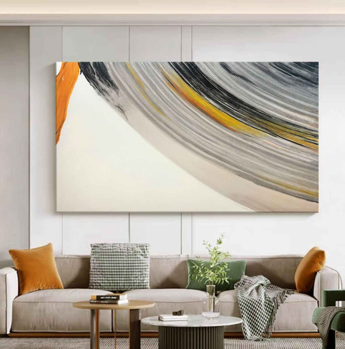 Dynamic Curved Brushstroke Oil Painting Long Wall Art