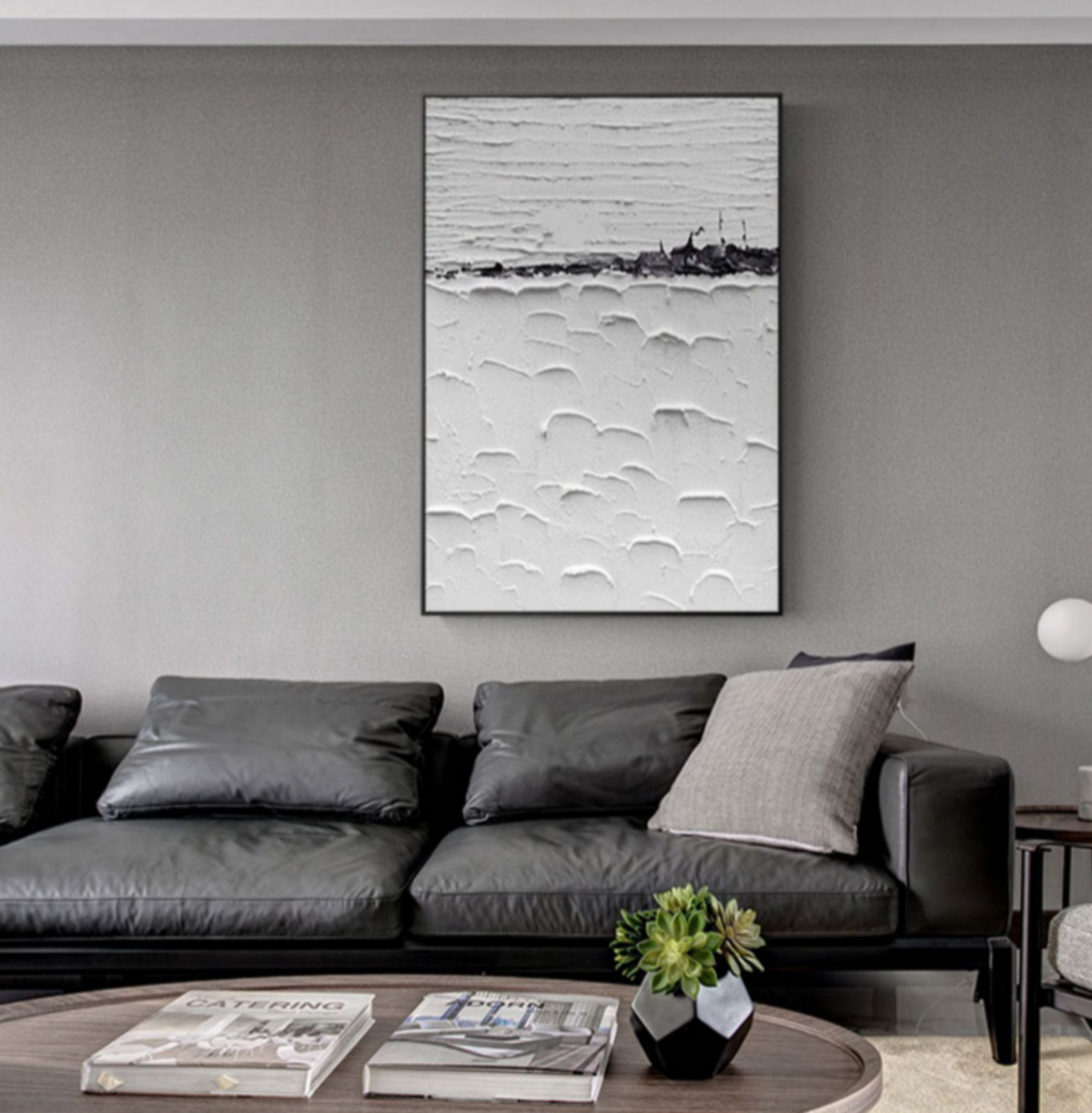 Wall Art White Impasto Bas-Relief Abstract Oil Painting