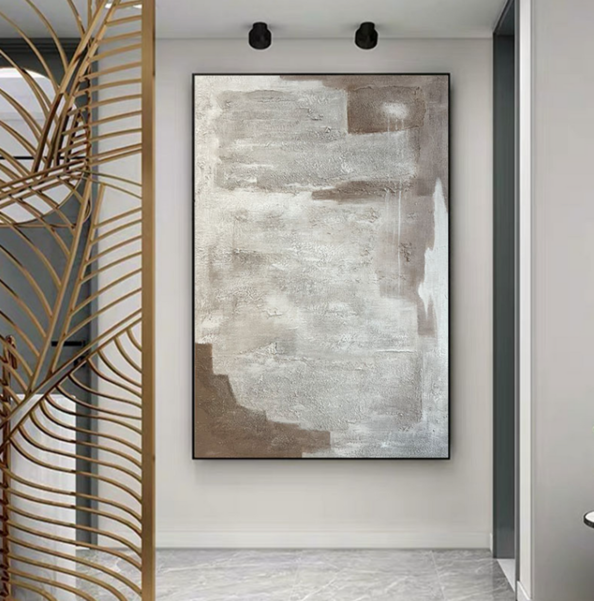 Neutral Tone Textured Oil Painting Wabi Sabi Wall Art