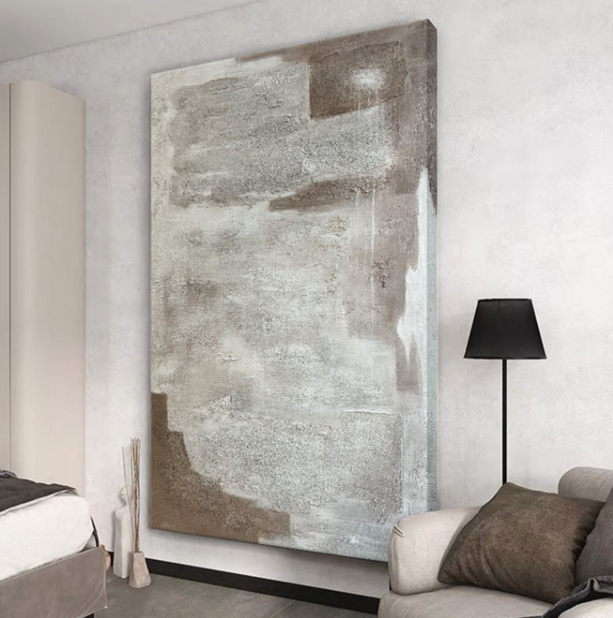 Neutral Tone Textured Oil Painting Wabi Sabi Wall Art