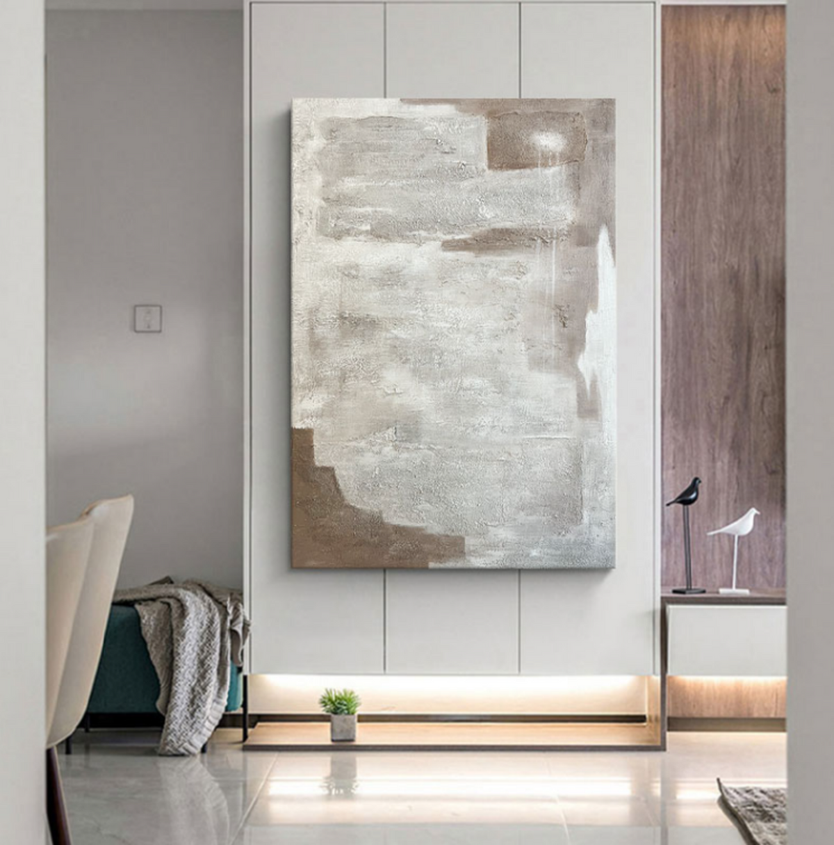 Neutral Tone Textured Oil Painting Wabi Sabi Wall Art