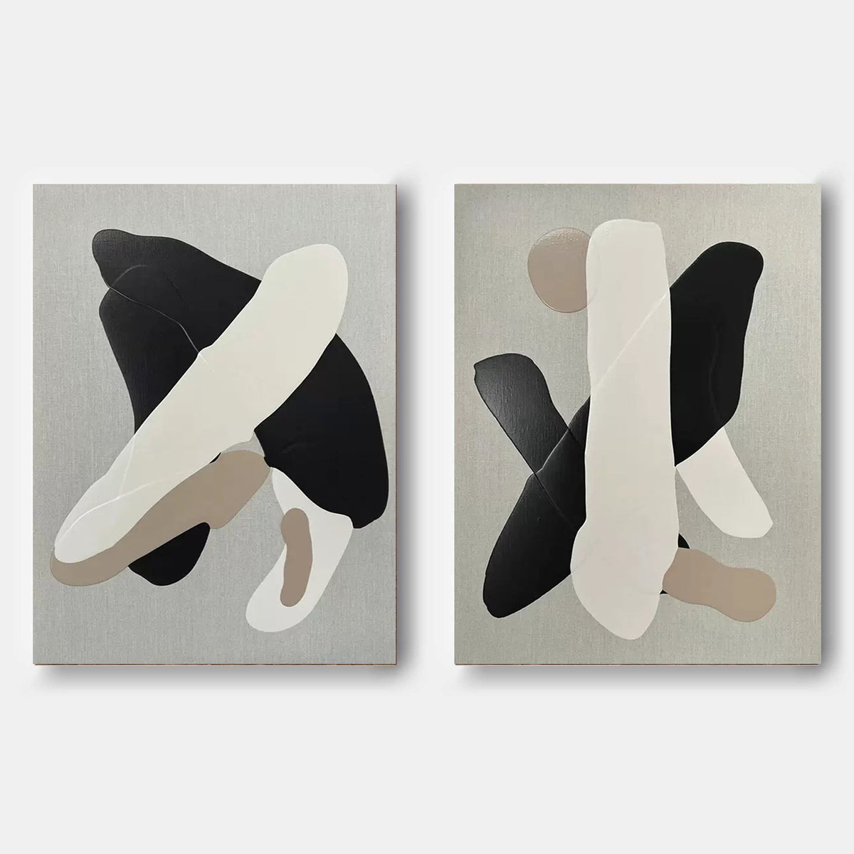 Abstract Neutral Organic Shape Diptych Wall Art