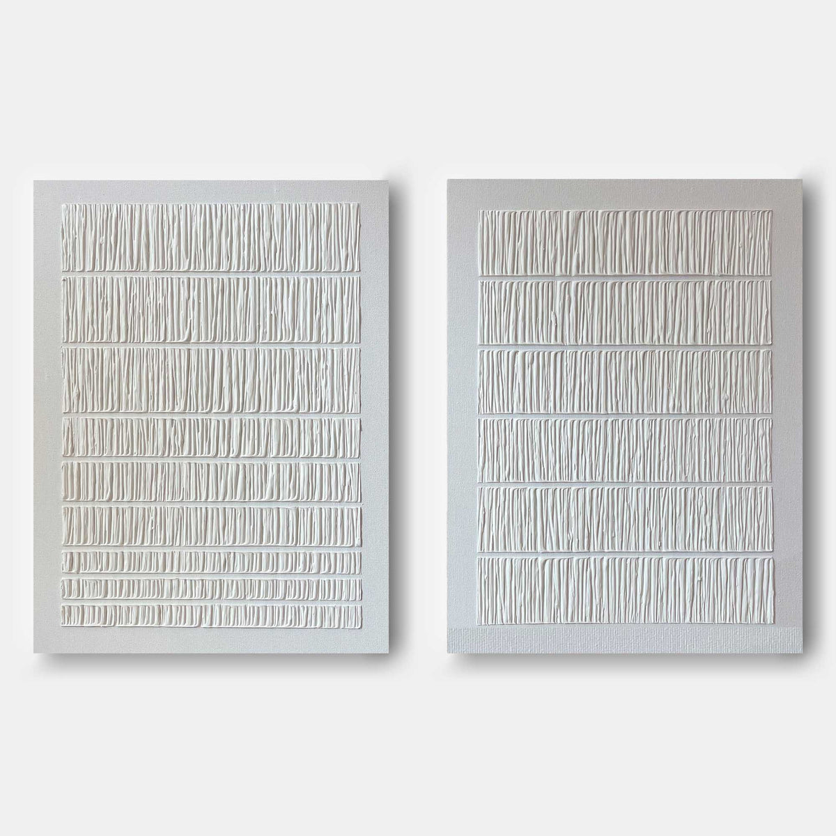 Set Of 2 Minimalist Textured Diptych Bas-Relief Painting