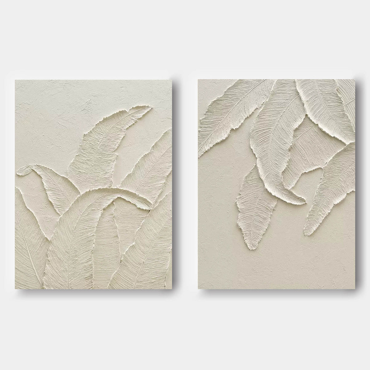 Wabi-Sabi Leaf Texture Relief Painting 2-Piece