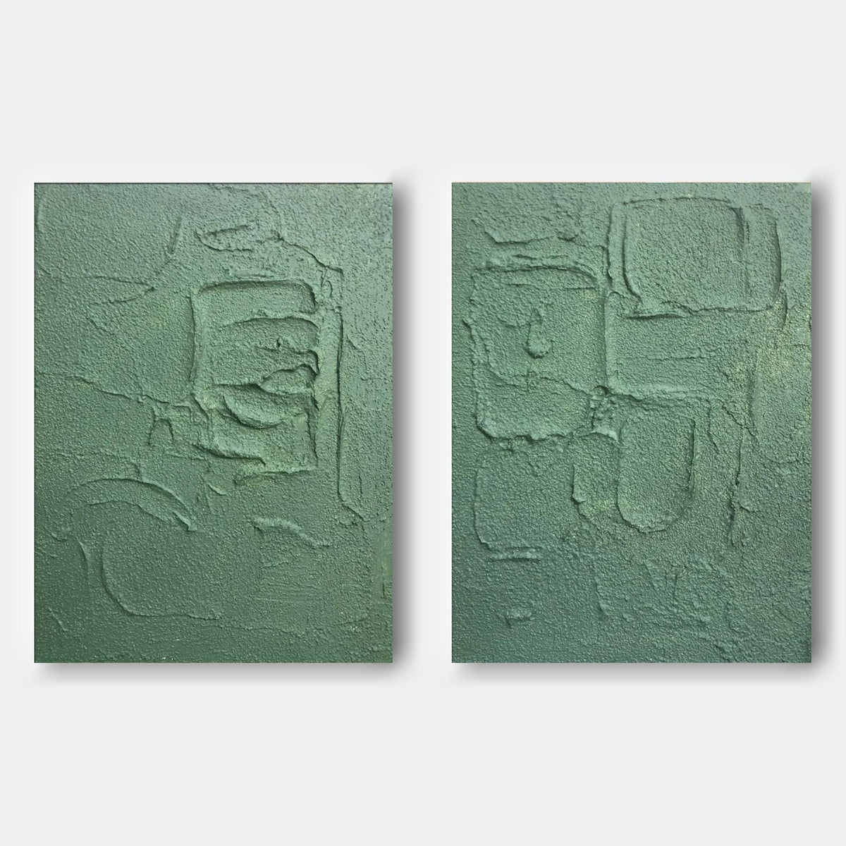 Wall Art Vertical Abstract Geometric Relief Sage Green