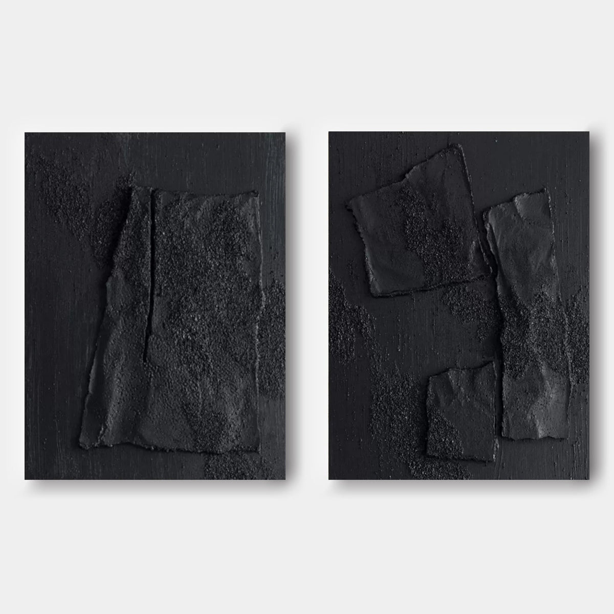 Wall Art Abstract Black Impasto Texture