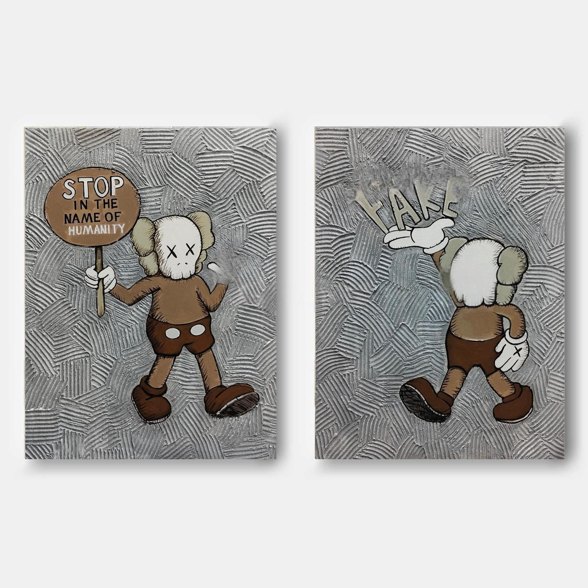 Kaws Companion 2-Piece Pop Art Painting Set - Neutralighting