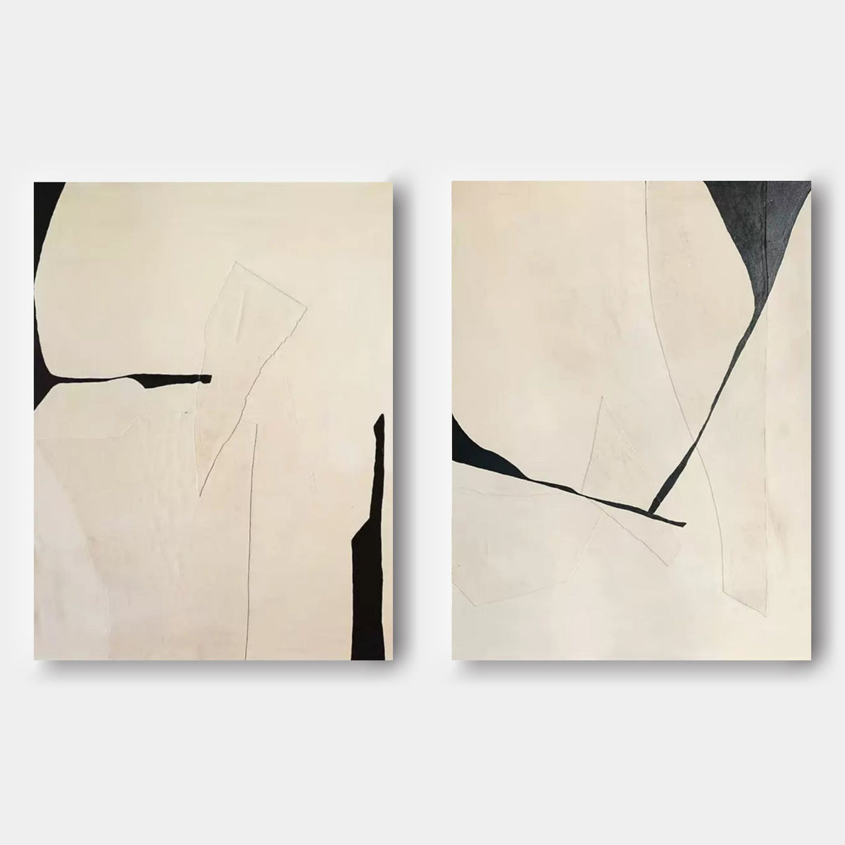 Minimalist Diptych Painting Neutral Geometric Wall Art