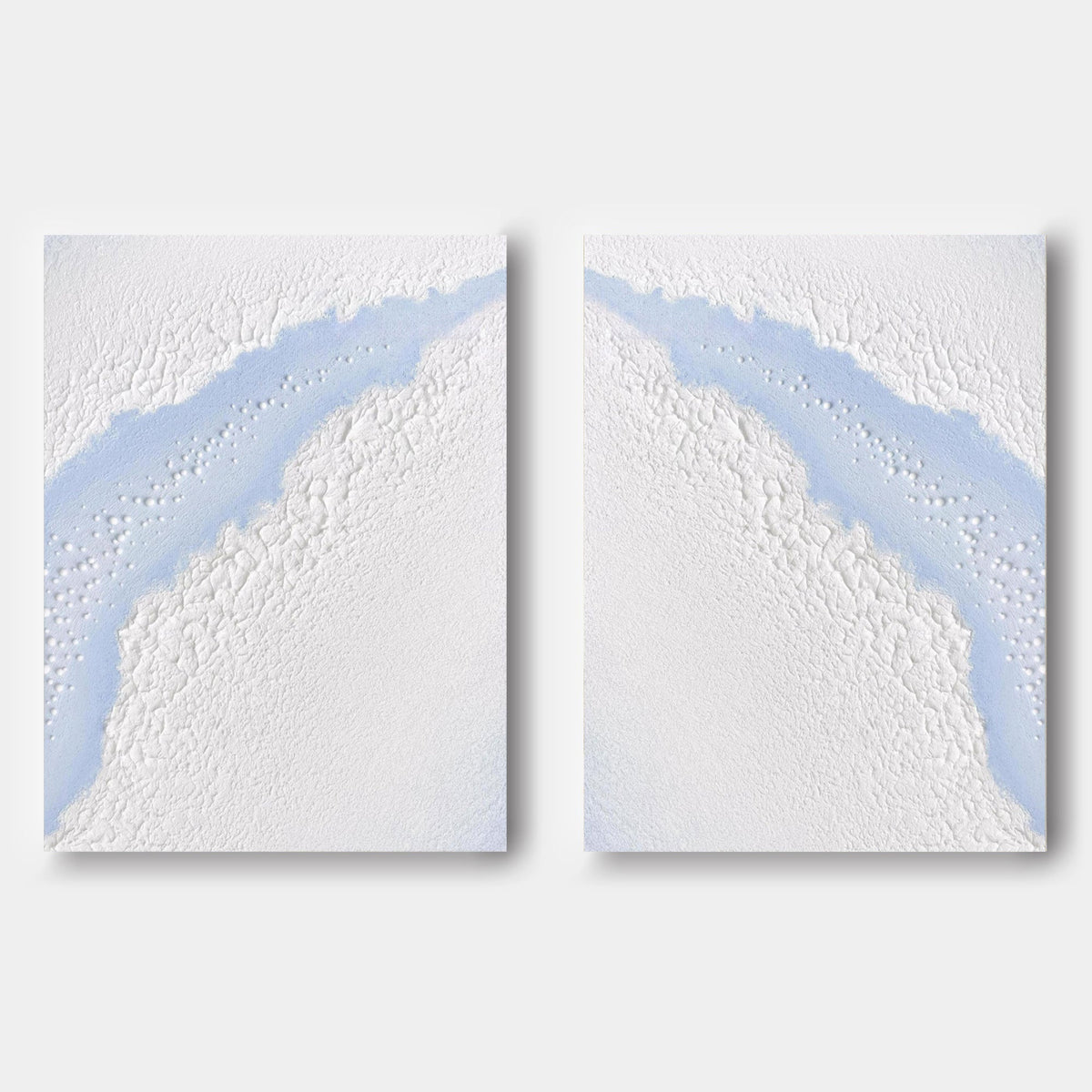 Wall Art Vertical Abstract Ocean Inlet Light Blue