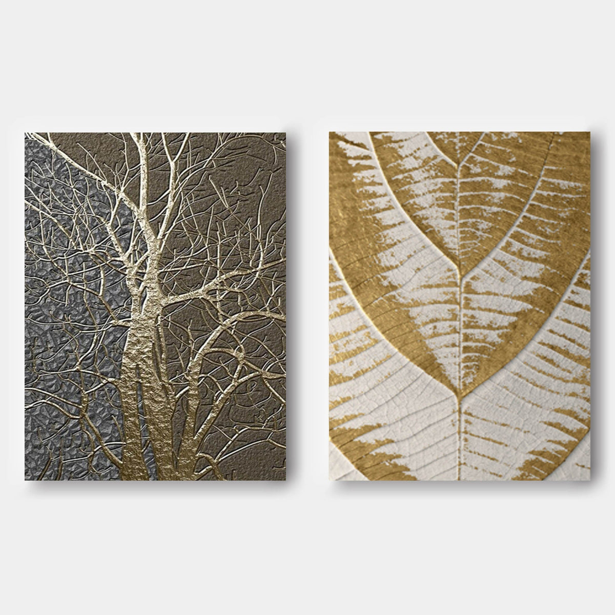 Wall Art Minimalist 3D Gold Tree Leaf Set