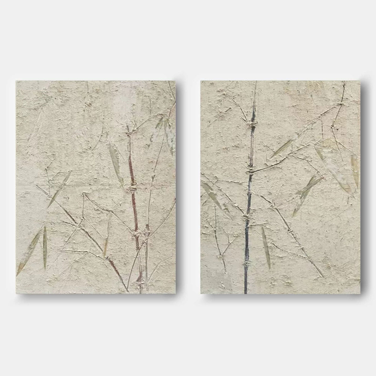 Wabi Sabi Bamboo Texture 2 Piece Wall Art Oriental