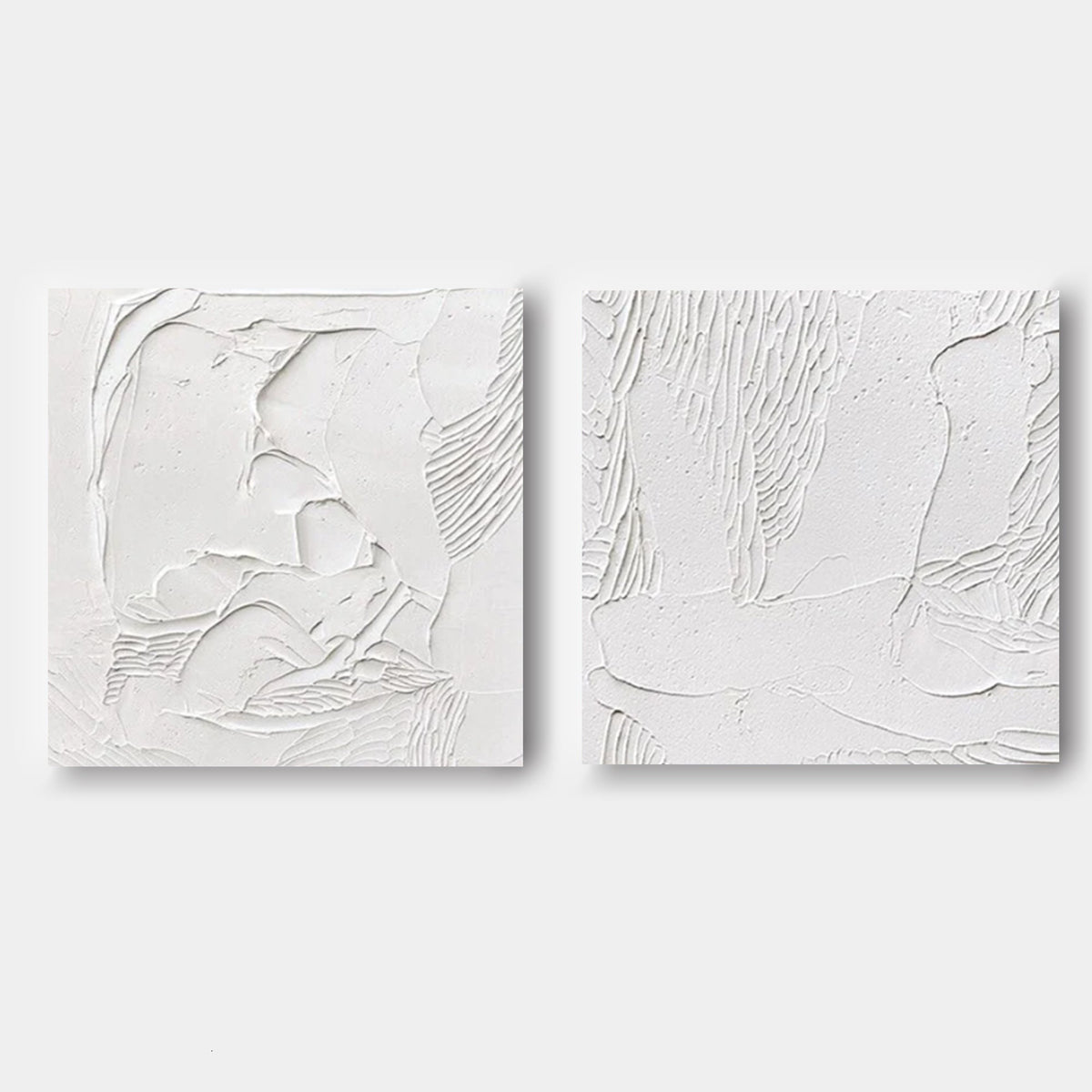 Wall Art Abstract Linear Relief Elegant Linen Flowing White