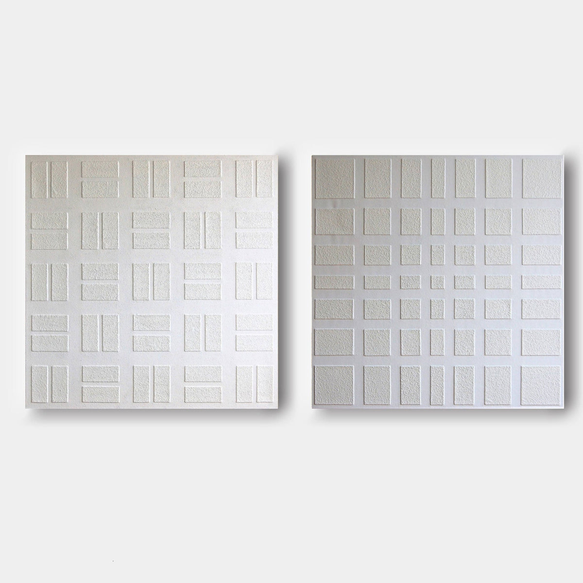 Wall Art Geometric Grid Symmetrical Panels Linen Canvas