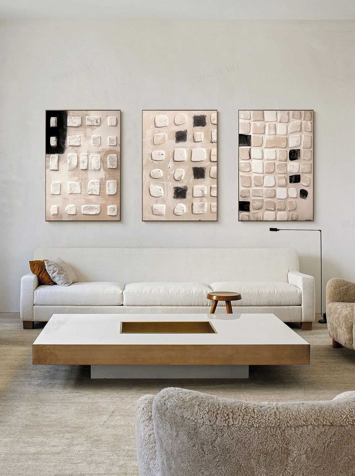 Wall Art Three-Panel Triptych Abstract Irregular Neutral