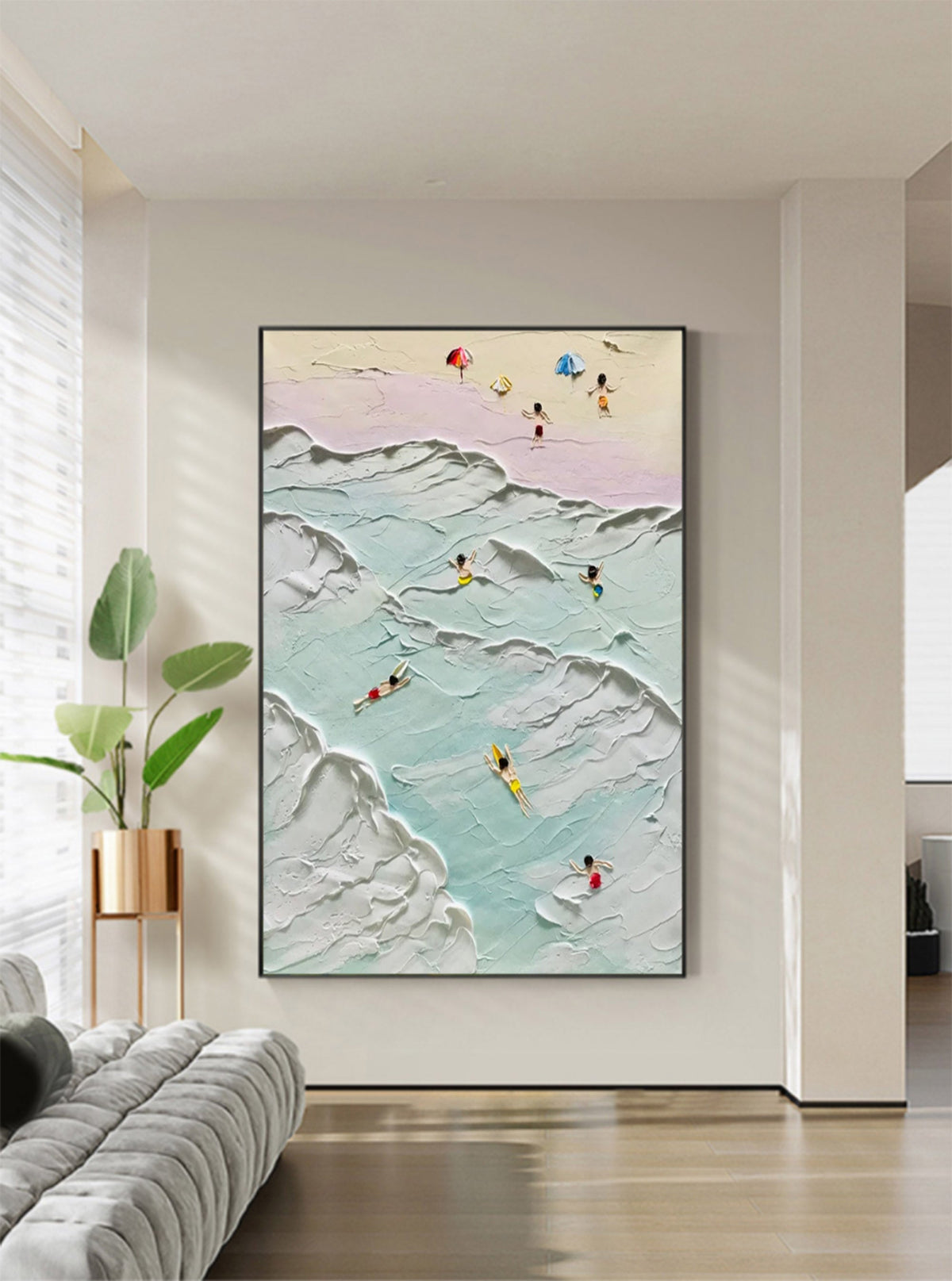 Aerial Beach Scene 3D Impasto Painting