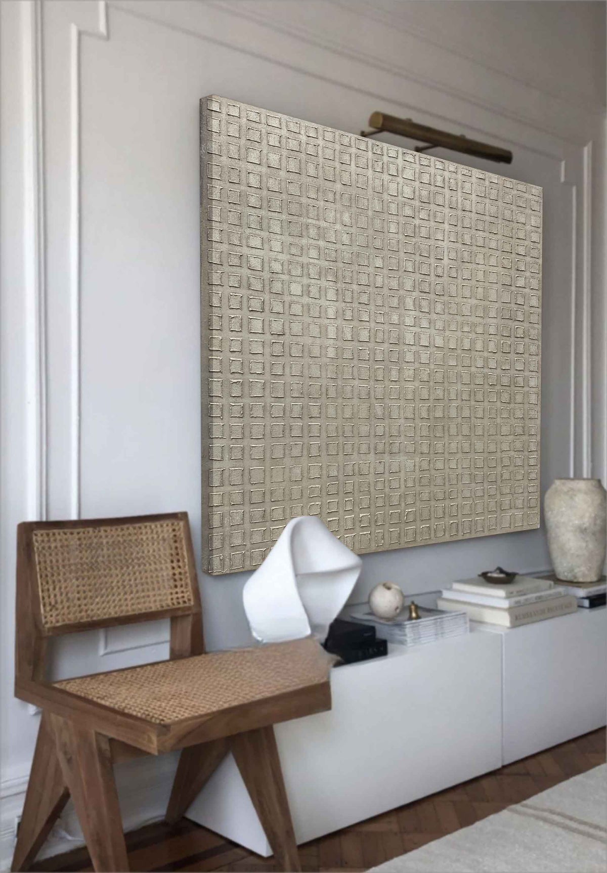Wabi-Sabi Neutral Grid Texture Painting