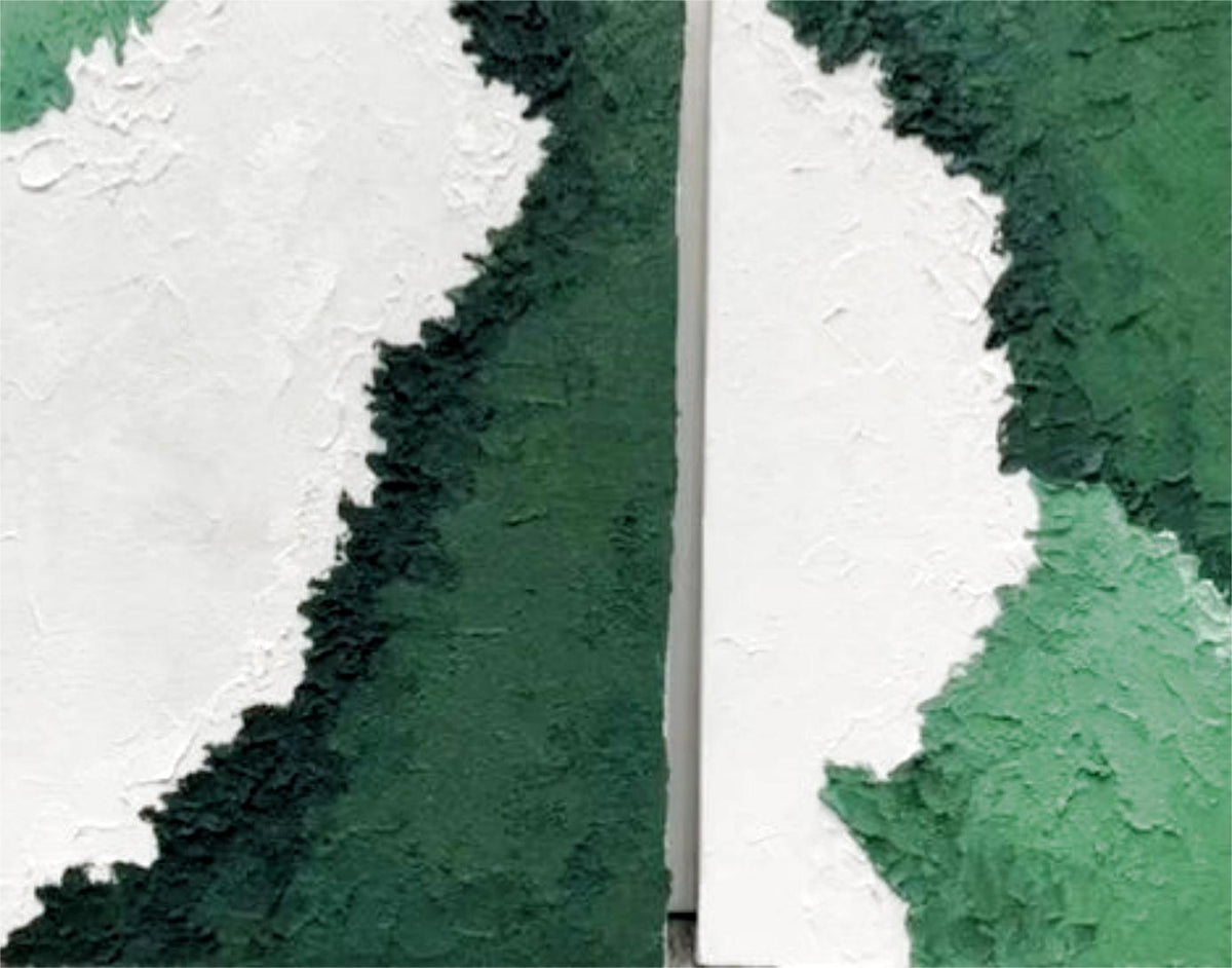 Set of 3 Green Textured Triptych Painting